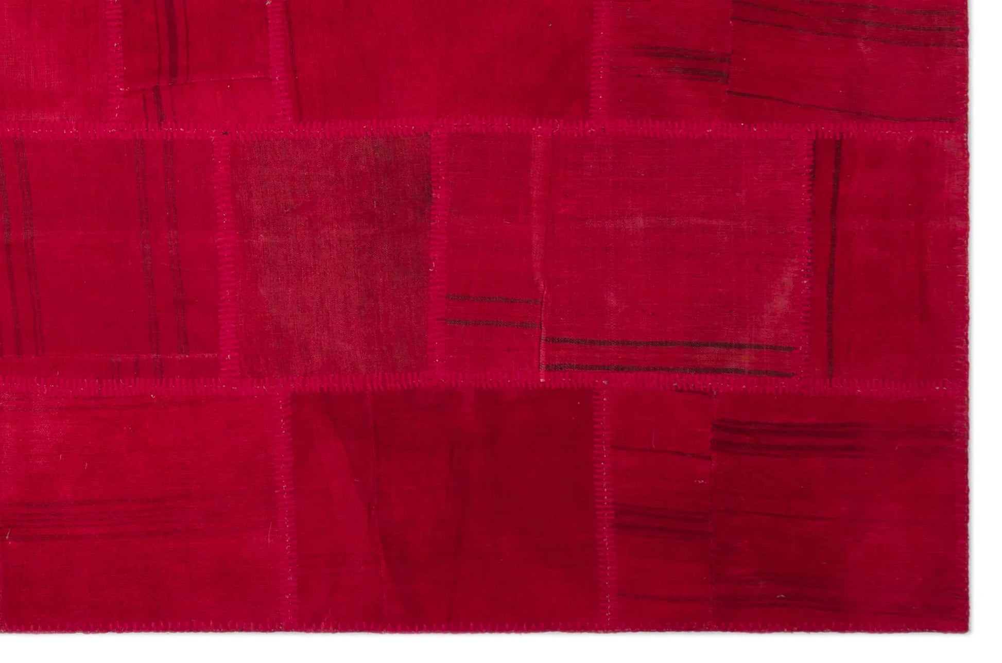 Kırmızı Anadolu Eskitme Geometrik Yün Halı 198x302 - Özel Seri