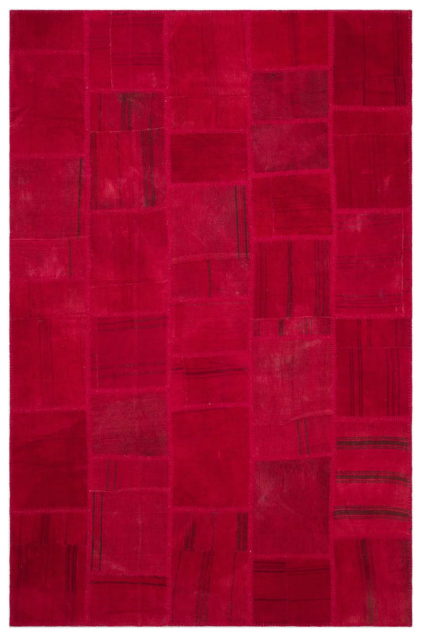Kırmızı Anadolu Eskitme Geometrik Yün Halı 198x302 - Özel Seri
