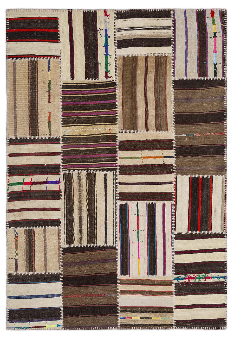 Bej Anadolu Bohem Geometrik Yün Halı 160x230 - Özel Seri