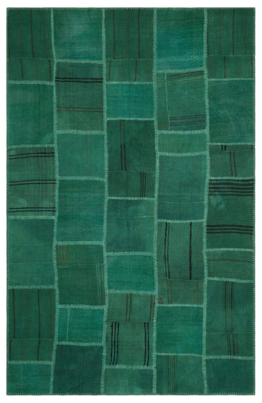 Grüner Patchwork Teppich mit geometrischem Muster 191x298 cm – im Wohnzimmer