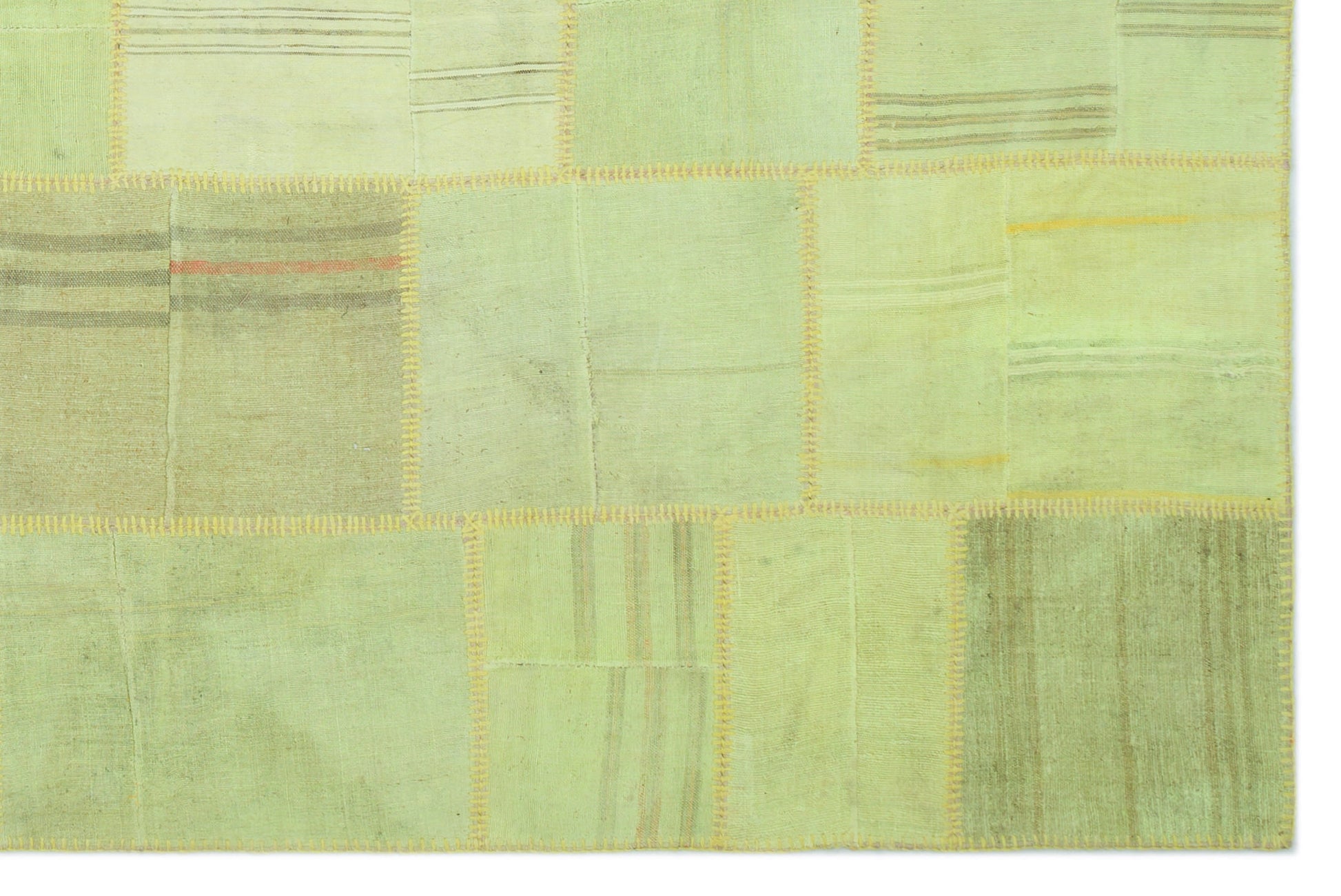 Teselya Yeşil Patchwork Yün El Dokuma Halısı 200 x 303 Apex Unique