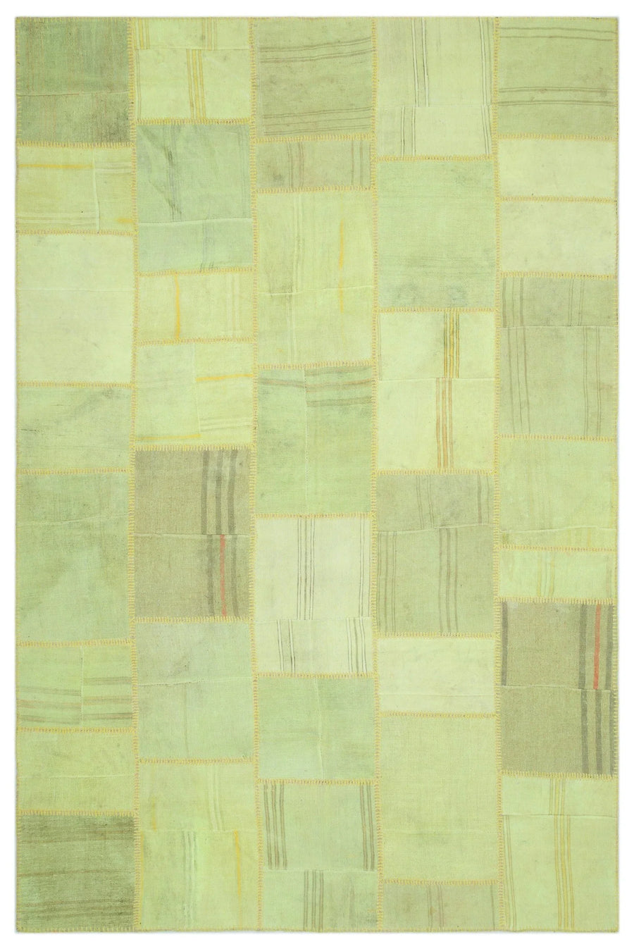 Açık Yeşil Sarımsı Yeşil Kilim Patchwork Salon Halısı – Koridor kullanımı
