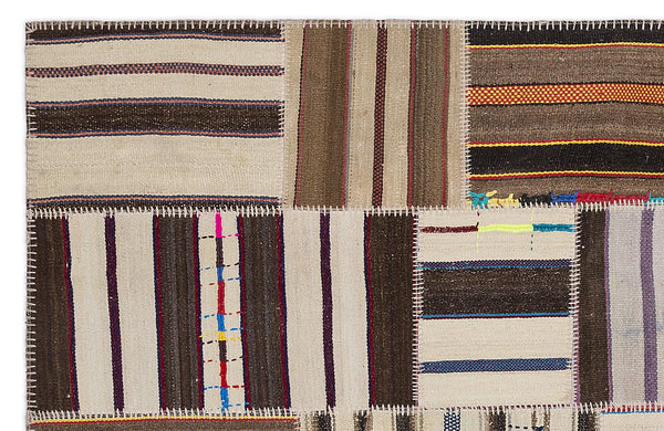 Bej Bohem Geometrik Yün Halı 160x230