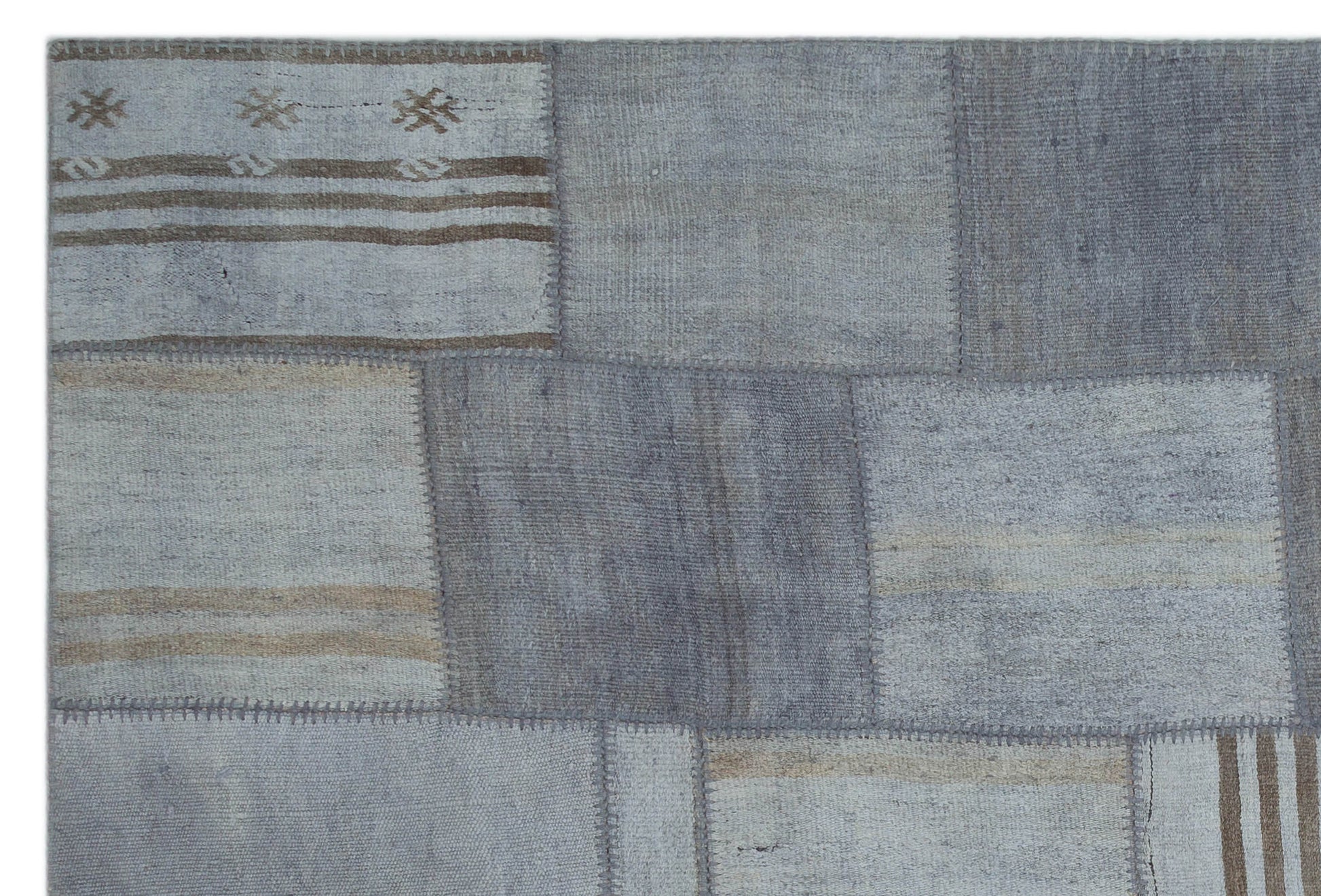 Teselya Bej Patchwork Yün El Dokuma Halısı 201 x 302 Apex Unique