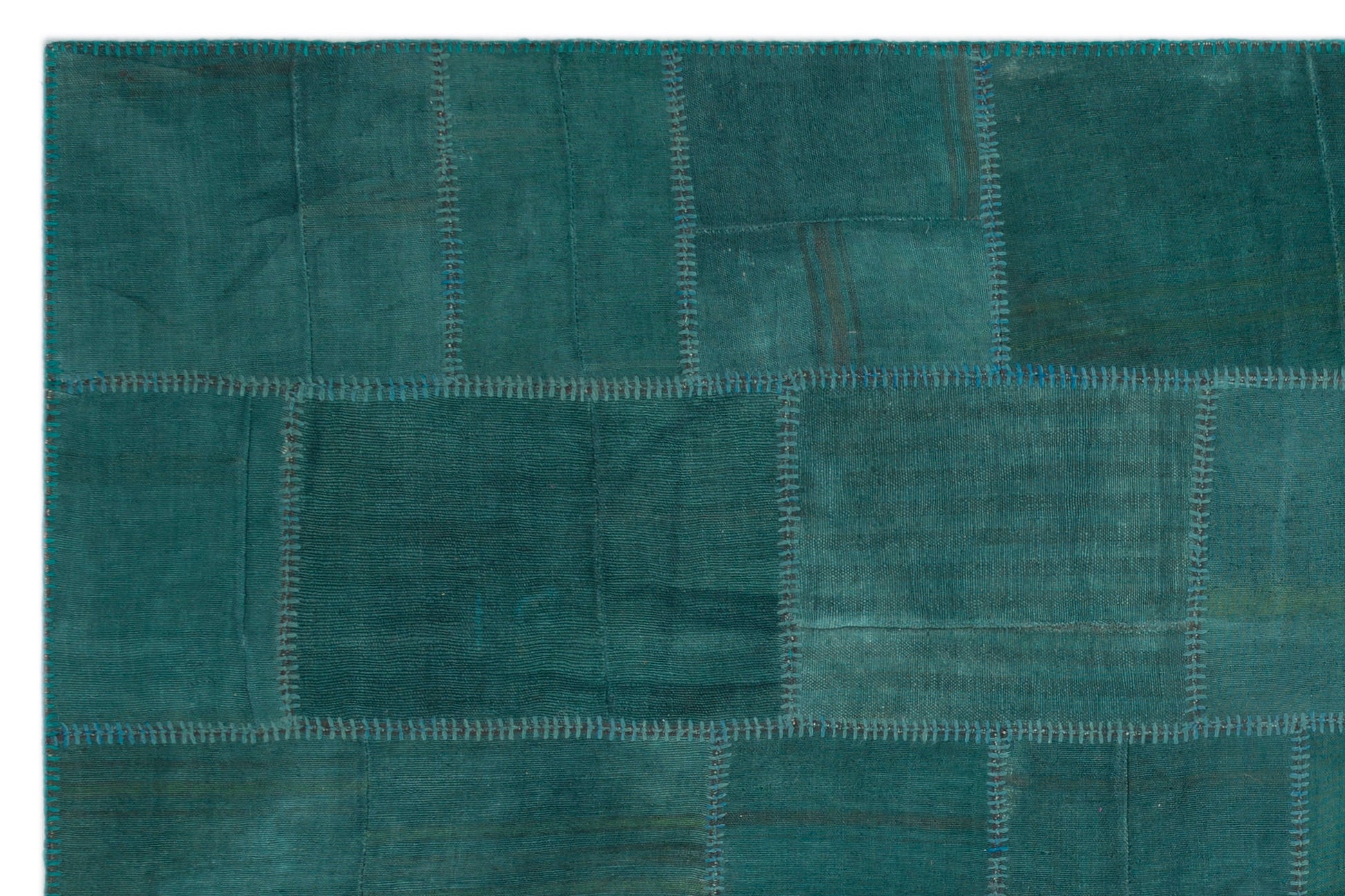 Teselya Yeşil Patchwork Yün El Dokuma Halısı 197 x 295 Apex Unique