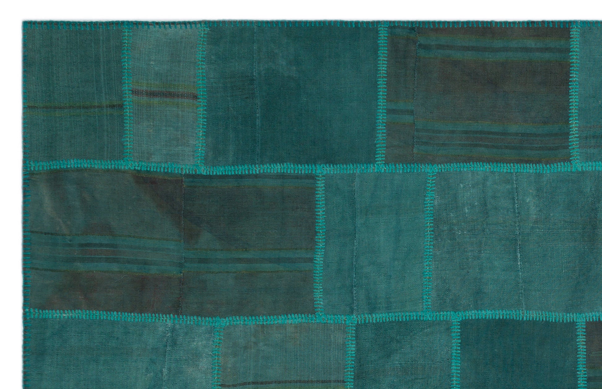 Teselya Yeşil Patchwork Yün El Dokuma Halısı 192 x 302 Apex Unique