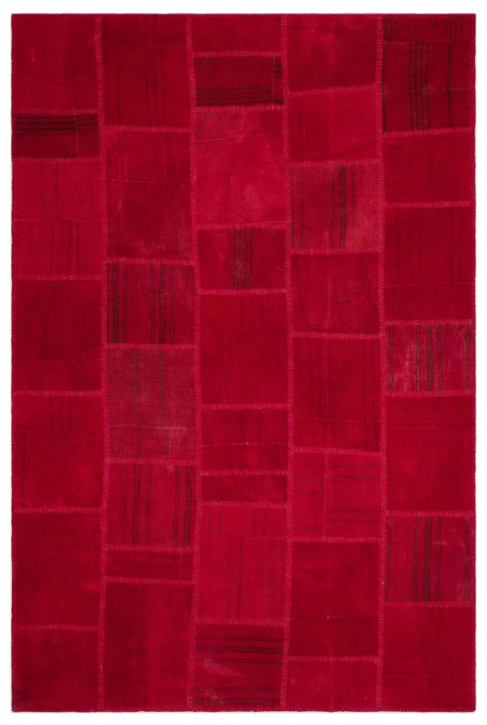 Kırmızı Anadolu Geometrik Modern Yün Halı 197x300 - Özel Seri