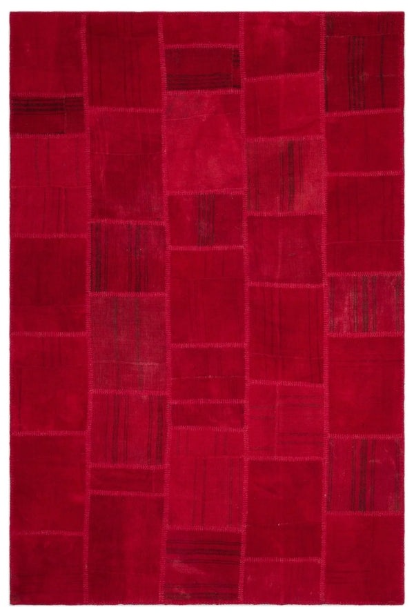 Kırmızı Anadolu Geometrik Modern Yün Halı 197x300 - Özel Seri