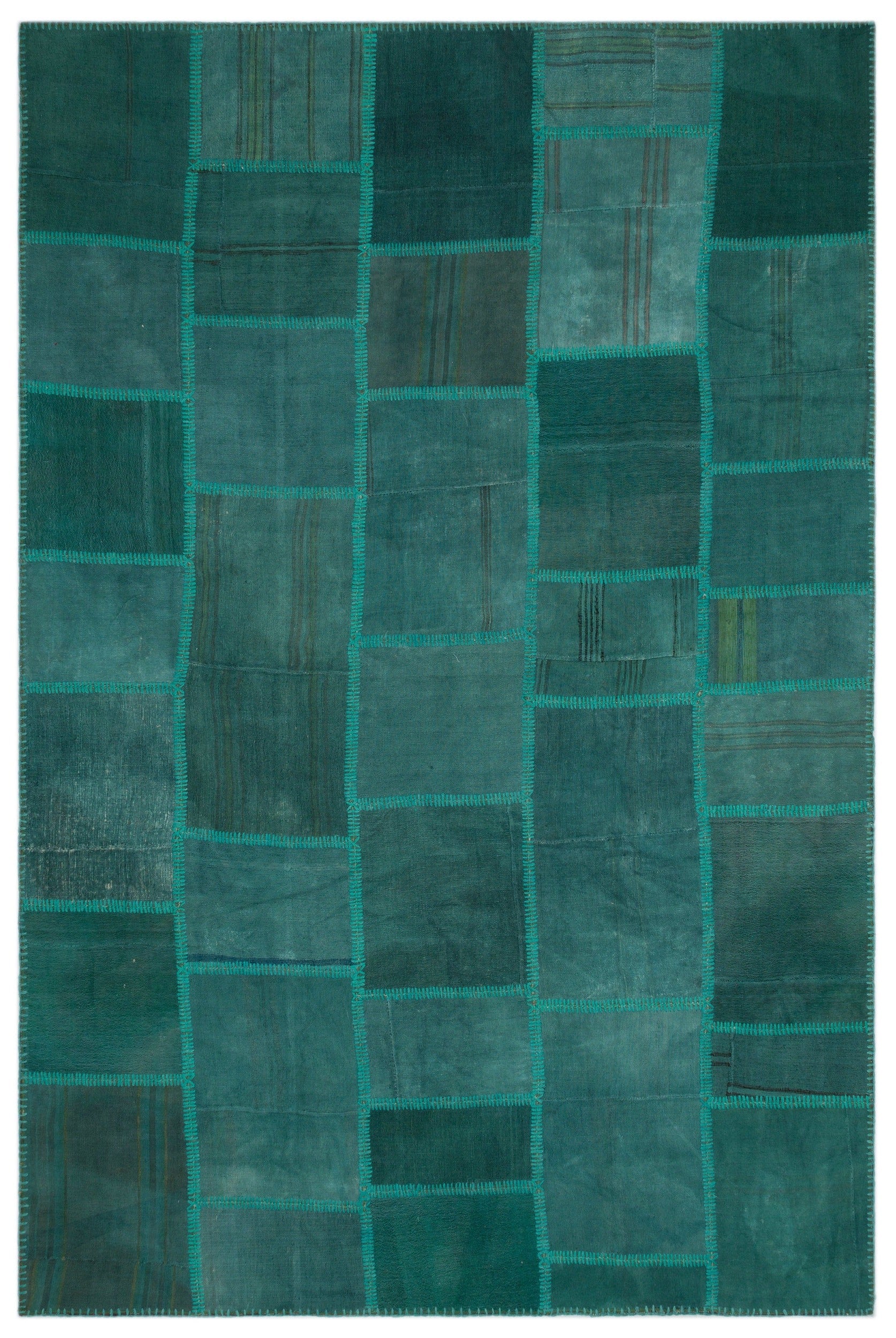 Teselya Bej Patchwork Yün El Dokuma Halısı 195 x 292 Apex Unique