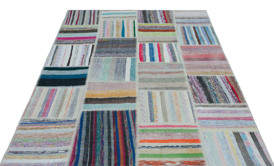 Bej Beyaz Bohem Geometrik Yün Halı 160x220