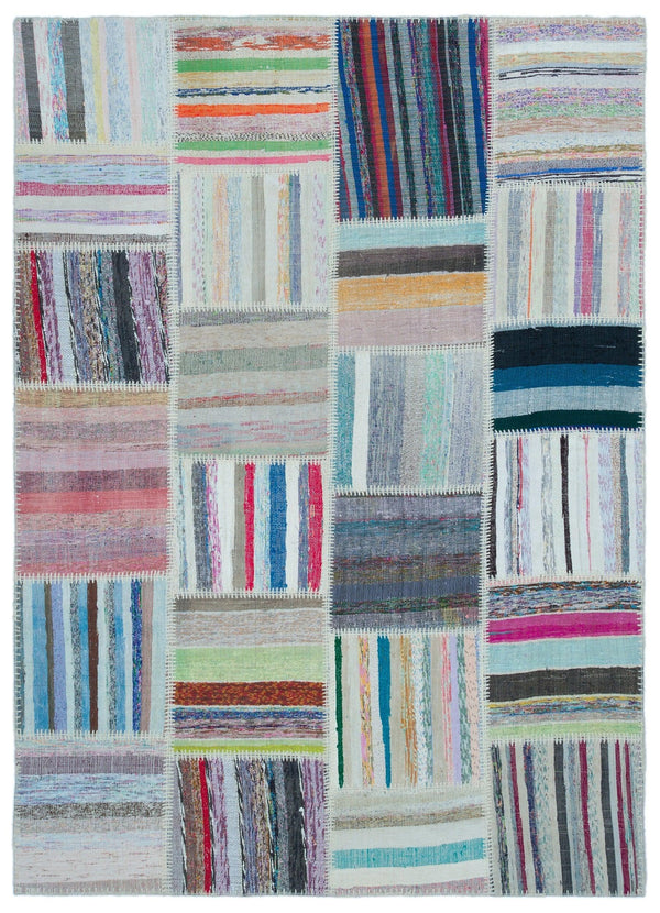 Bej Beyaz Bohem Geometrik Yün Halı 160x220