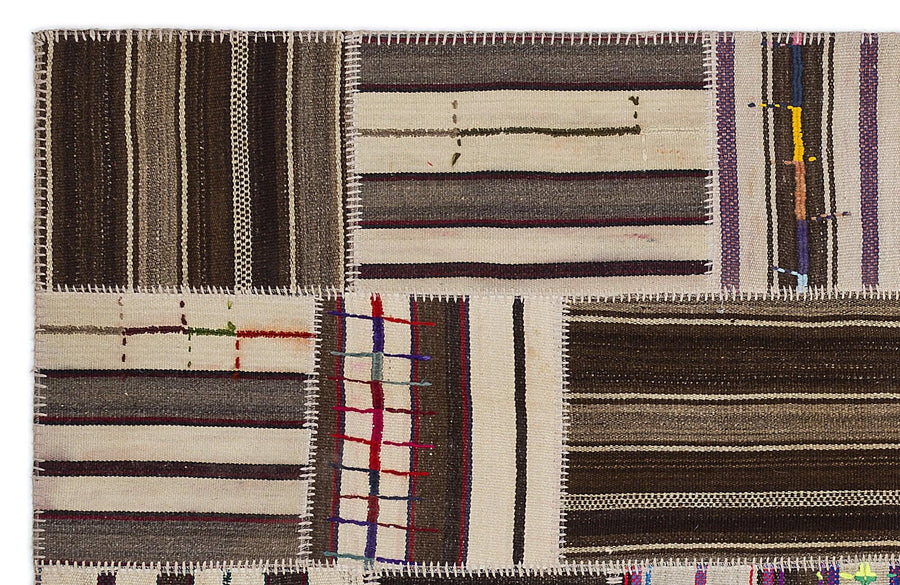 Kahverengi El Dokuma Halı Yün Geometrik Desenli 160x230 cm 2248 – Koridor kullanımı