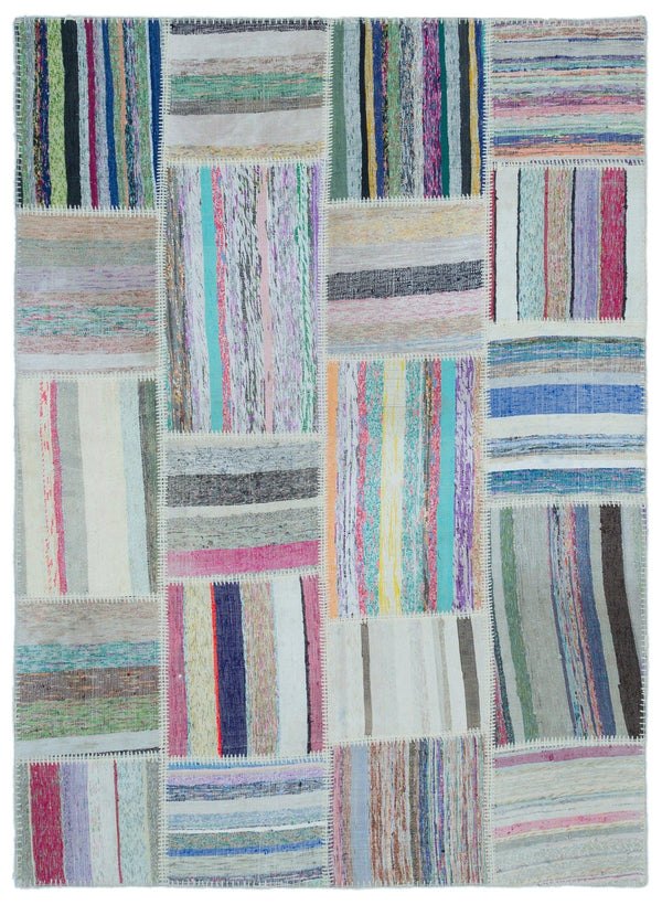 Bej Beyaz Anadolu Bohem Geometrik Yün Halı 160x220 - Özel Seri