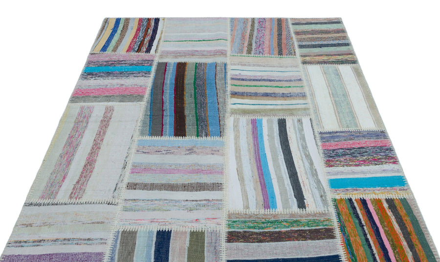 Mavi Bohem Geometrik Yün Halı 155x230