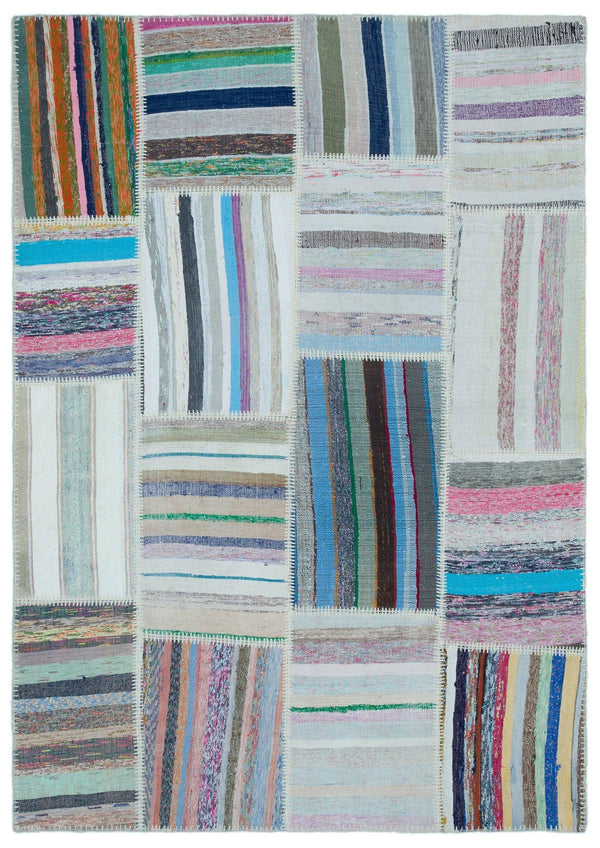 Mavi Bohem Geometrik Yün Halı 155x230