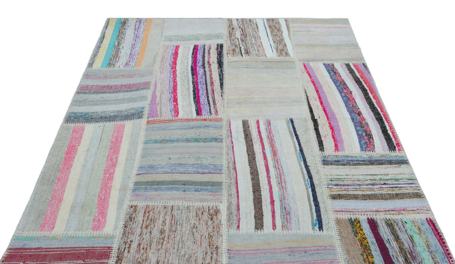 Bej Beyaz Anadolu Bohem Geometrik Yün Halı 160x230 - Özel Seri