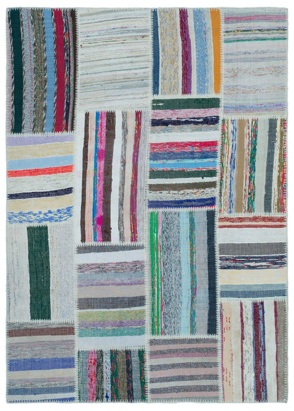 Bej Bohem Geometrik Yün Halı 160x230