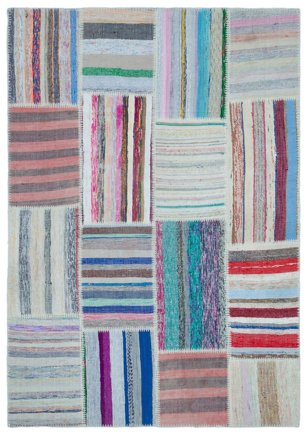 Bej Gri Anadolu Geometrik Modern Yün Halı 160x230 - Özel Seri