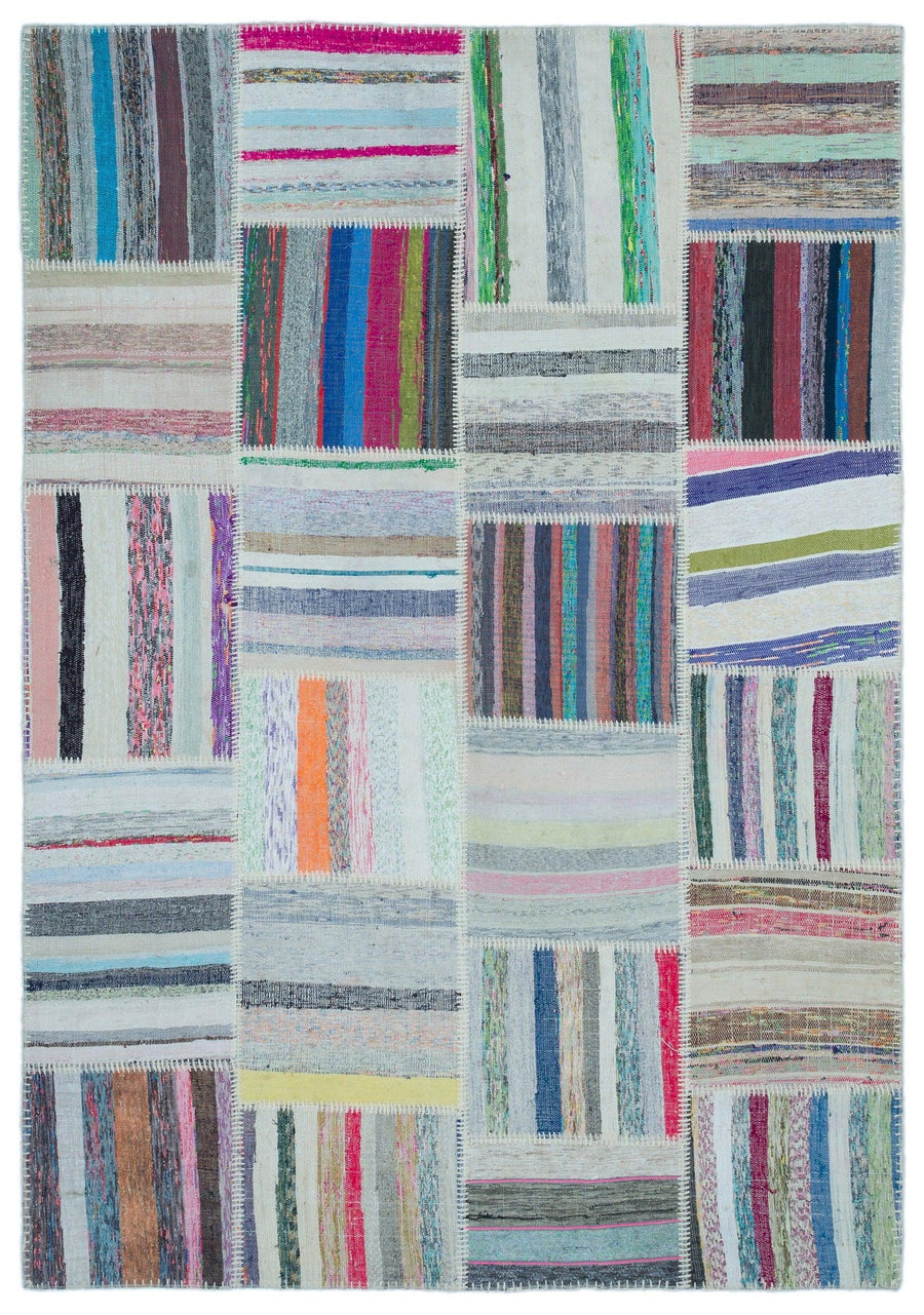 Çok Renkli El Dokuma Halı Yün Geometrik Desenli 160x230 cm 22499 – Oturma odası kullanımı
