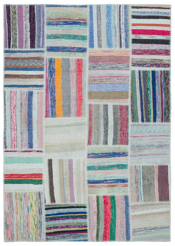 Bej Bohem Geometrik Yün Halı 160x230