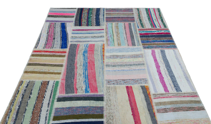 Bej Beyaz Anadolu Geometrik Modern Yün Halı 160x230 - Özel Seri