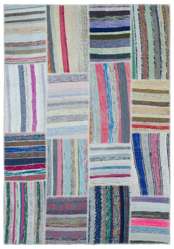 Bej Beyaz Anadolu Geometrik Modern Yün Halı 160x230 - Özel Seri