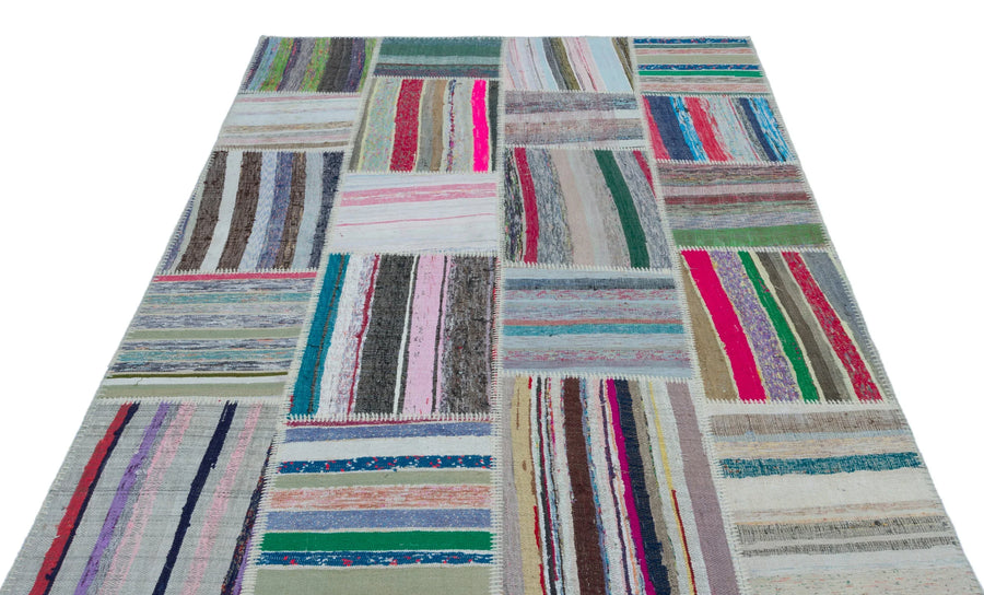Gri Pembe Anadolu Geometrik Modern Yün Halı 160x230 - Özel Seri