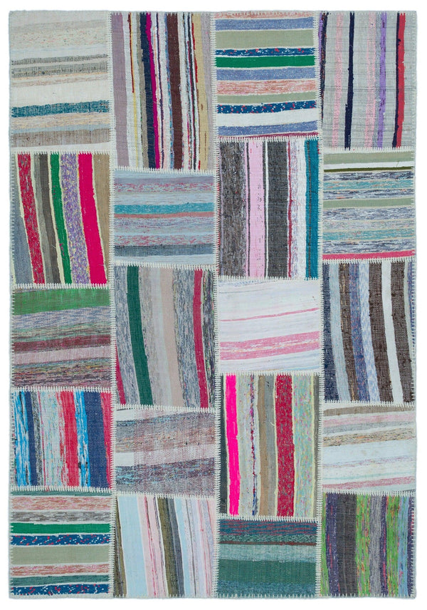 Gri Pembe Anadolu Geometrik Modern Yün Halı 160x230 - Özel Seri