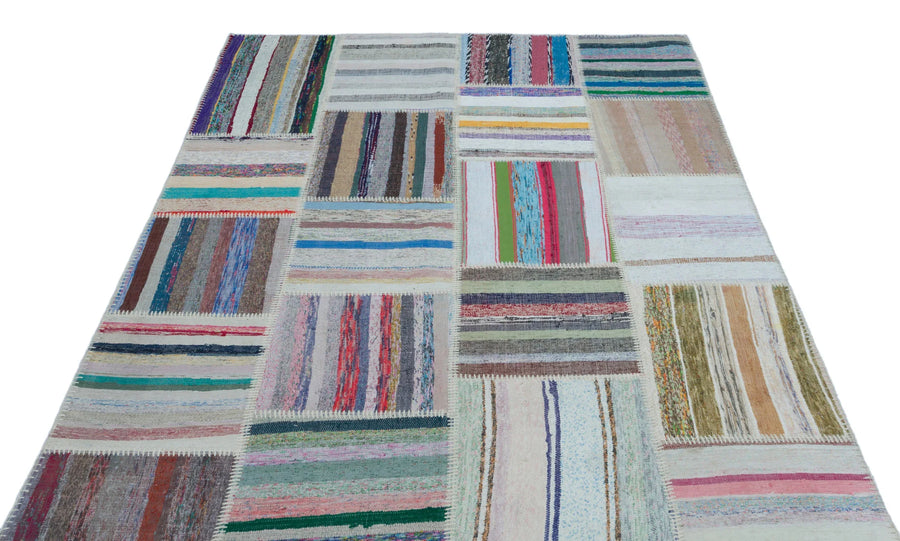 Beyaz Gri Anadolu Bohem Geometrik Yün Halı 160x230 - Özel Seri