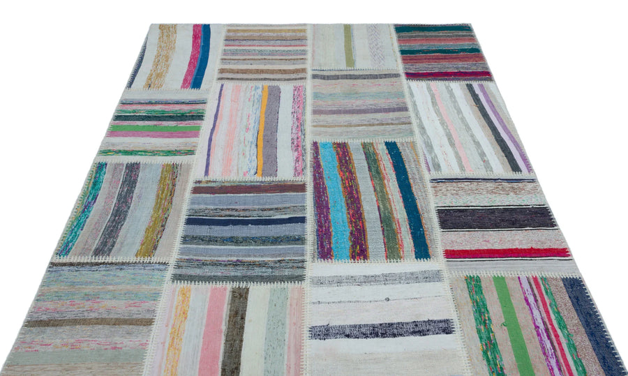 Bej Gri Anadolu Geometrik Modern Yün Halı 160x230 - Özel Seri