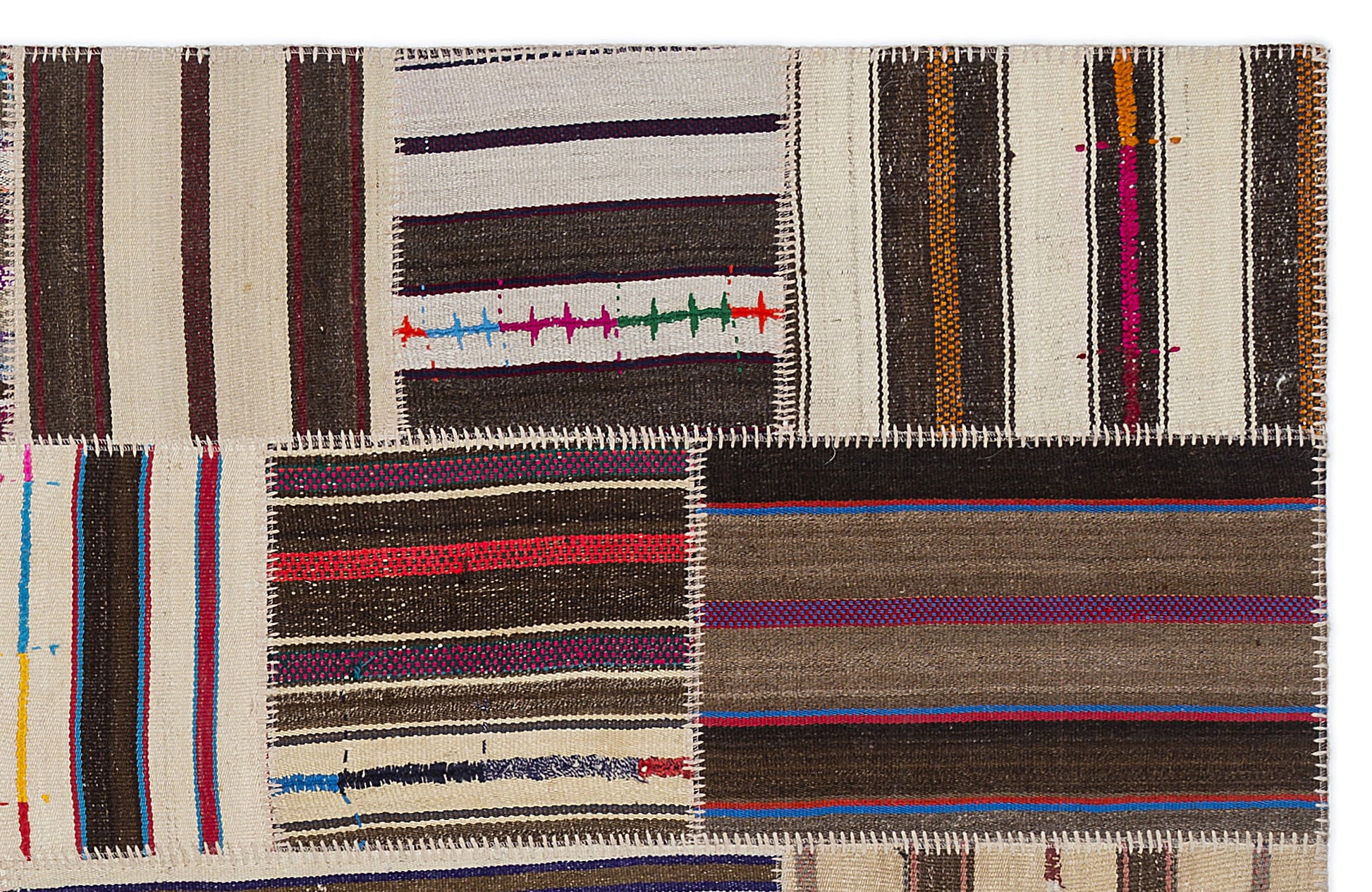 Teselya Bej Çizgili Yün El Dokuma Halısı 160 x 230 Apex Unique