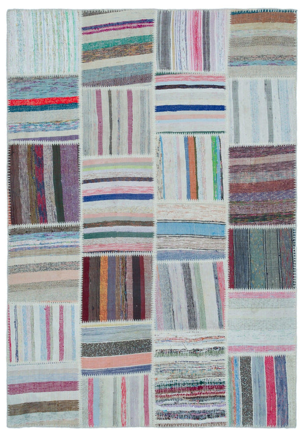 Bej Gri Anadolu Bohem Geometrik Yün Halı 160x230 - Özel Seri