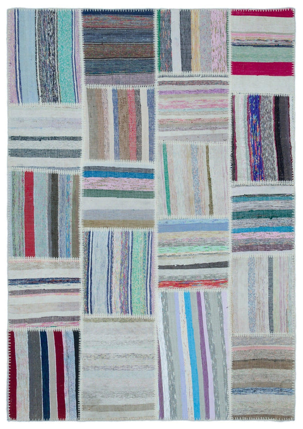 Bej Gri Anadolu Geometrik Modern Yün Halı 160x230 - Özel Seri