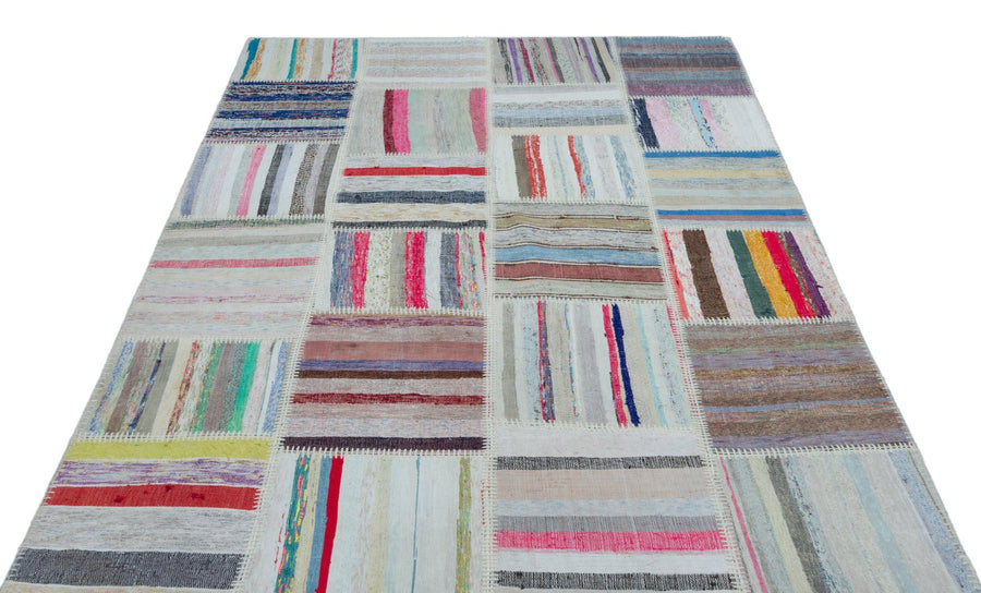Bej Gri Geometrik Modern Yün Halı 160x230