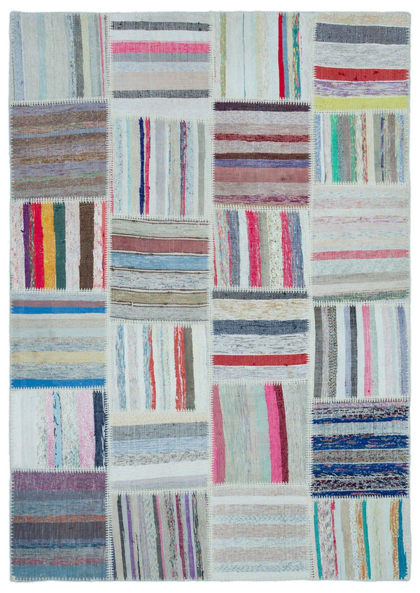 Bej Gri Geometrik Modern Yün Halı 160x230