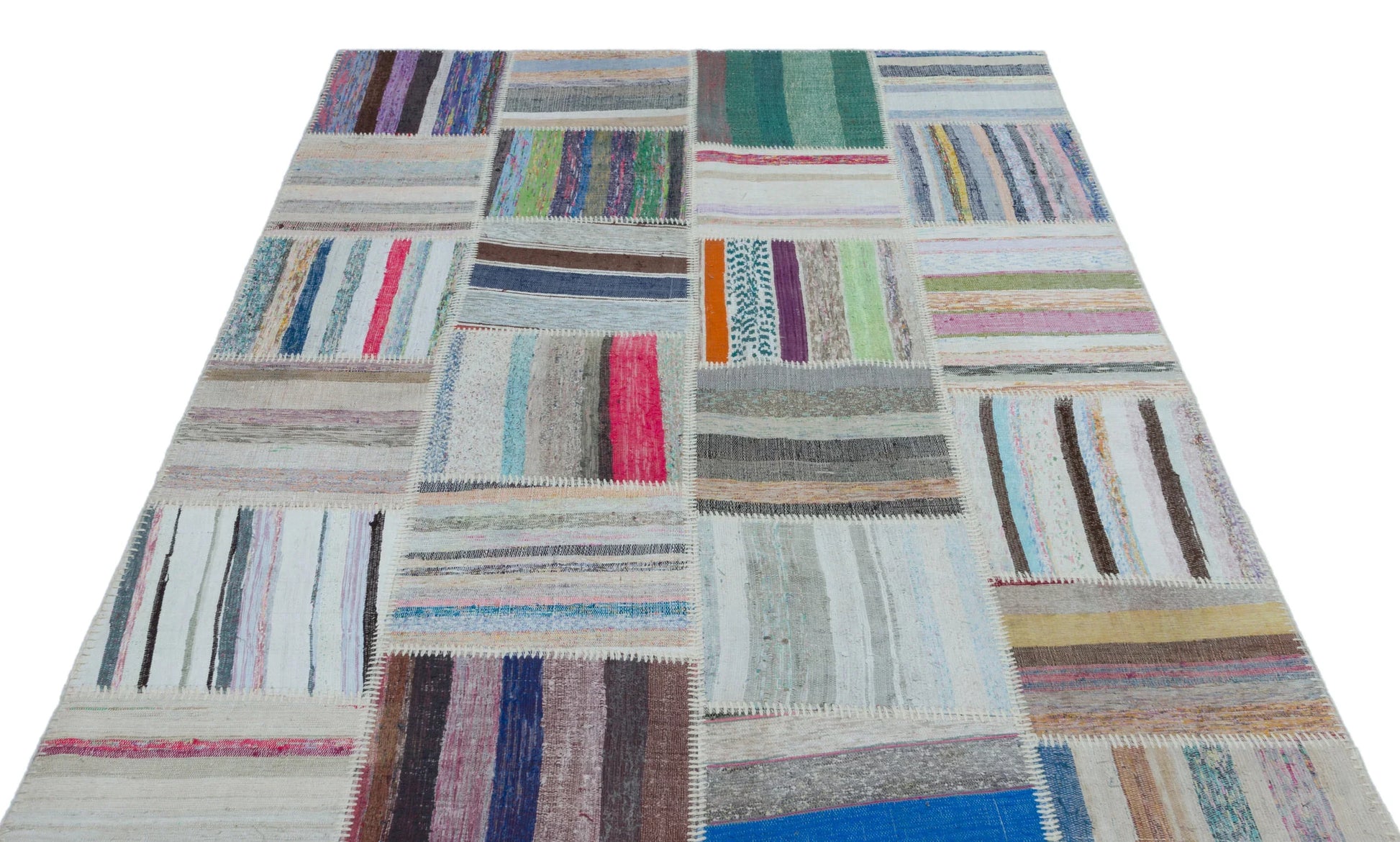 Bej Gri Geometrik Modern Yün Halı 160x230