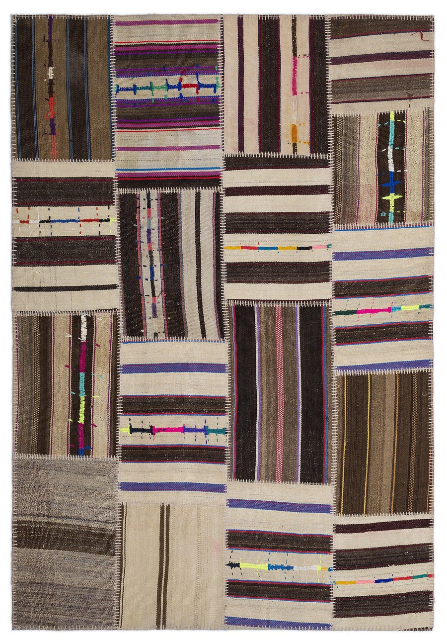 Bej Gri Anadolu Bohem Modern Yün Halı 160x230 - Özel Seri