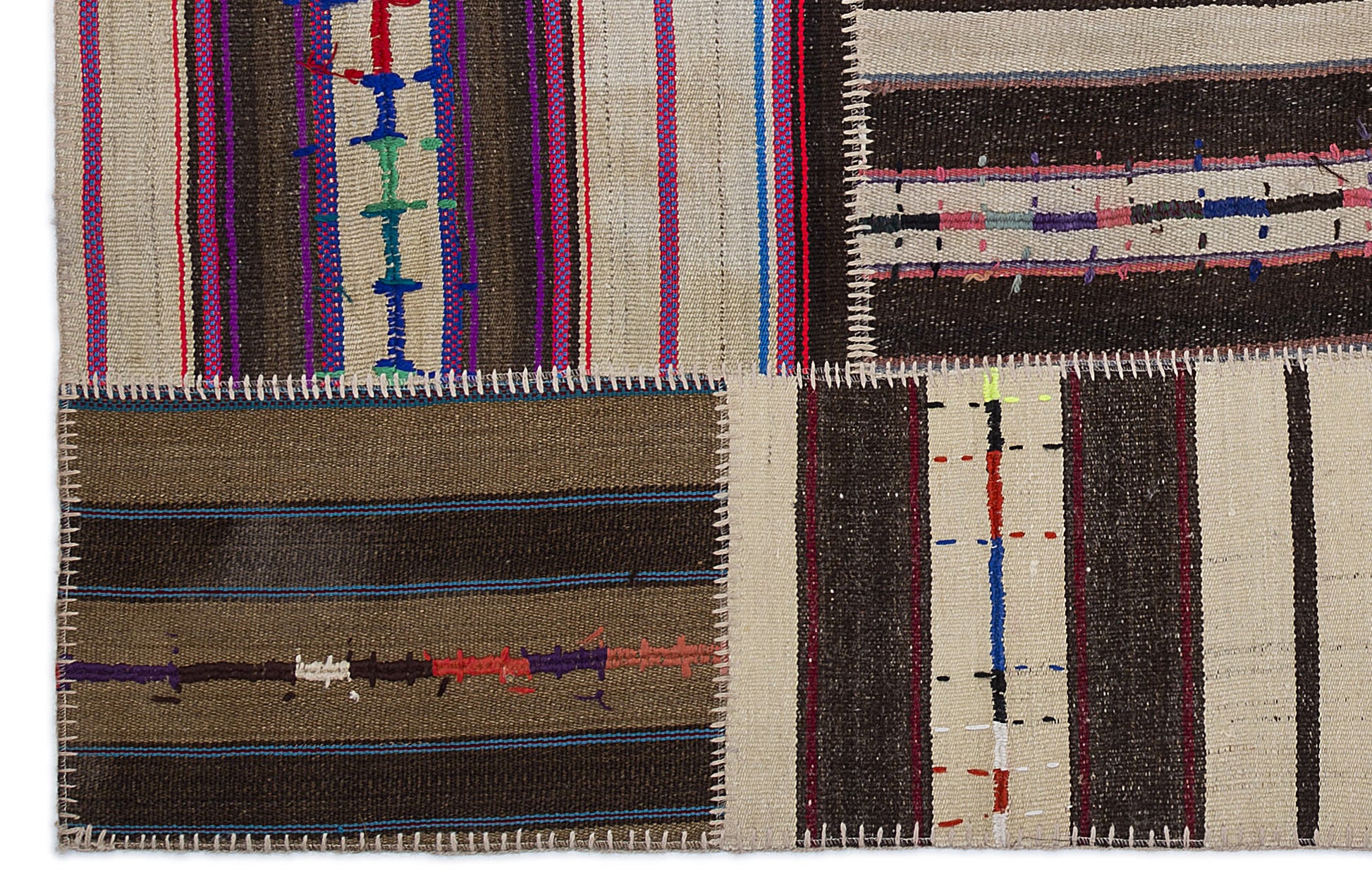 Teselya Bej Çizgili Yün El Dokuma Halısı 160 x 230 Apex Unique