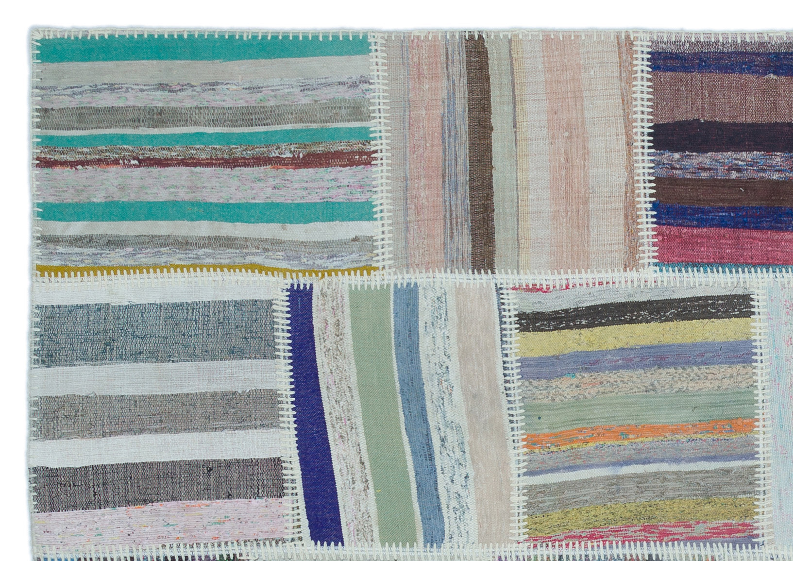 Teselya Bej Çizgili Yün El Dokuma Halısı 160 x 230 Apex Unique