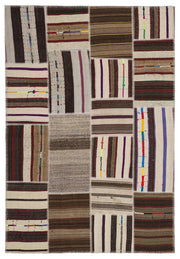 Teselya Bej Çizgili Yün El Dokuma Halısı 160 x 230 Apex Unique