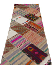 Teselya Bej Çizgili Yün El Dokuma Halısı 082 x 300 Apex Unique