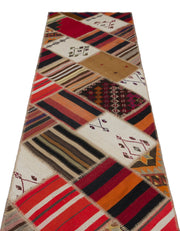 Teselya Bej Çizgili Yün El Dokuma Halısı 082 x 321 Apex Unique