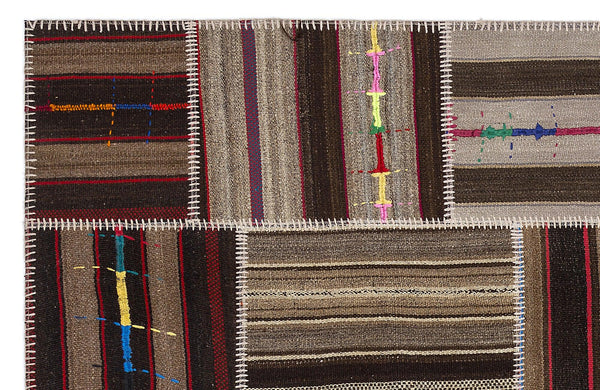 Bej Gri Anadolu Bohem Geometrik Yün Halı 160x230 - Özel Seri