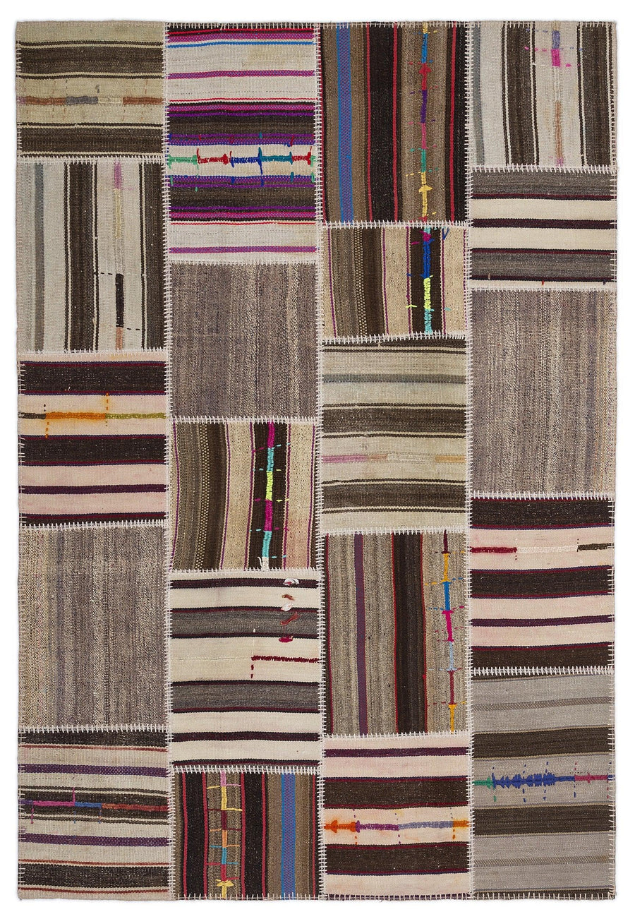 Bej Gri Anadolu Bohem Modern Yün Halı 160x230 - Özel Seri