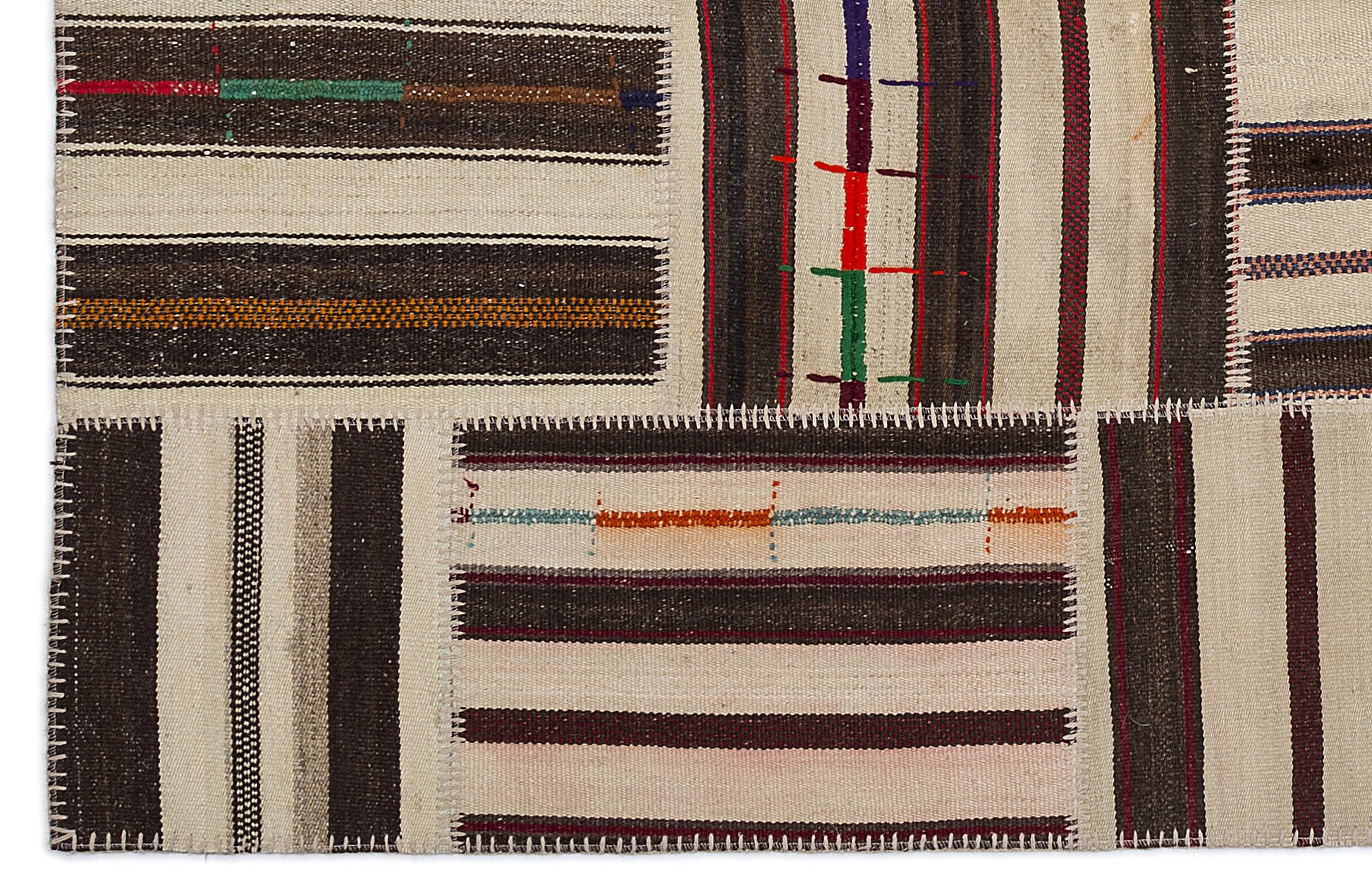 Teselya Kahverengi Çizgili Yün El Dokuma Halısı 160 x 230 Apex Unique