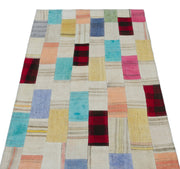 Teselya Bej Patchwork Yün El Dokuma Halısı 084 x 155 Apex Unique