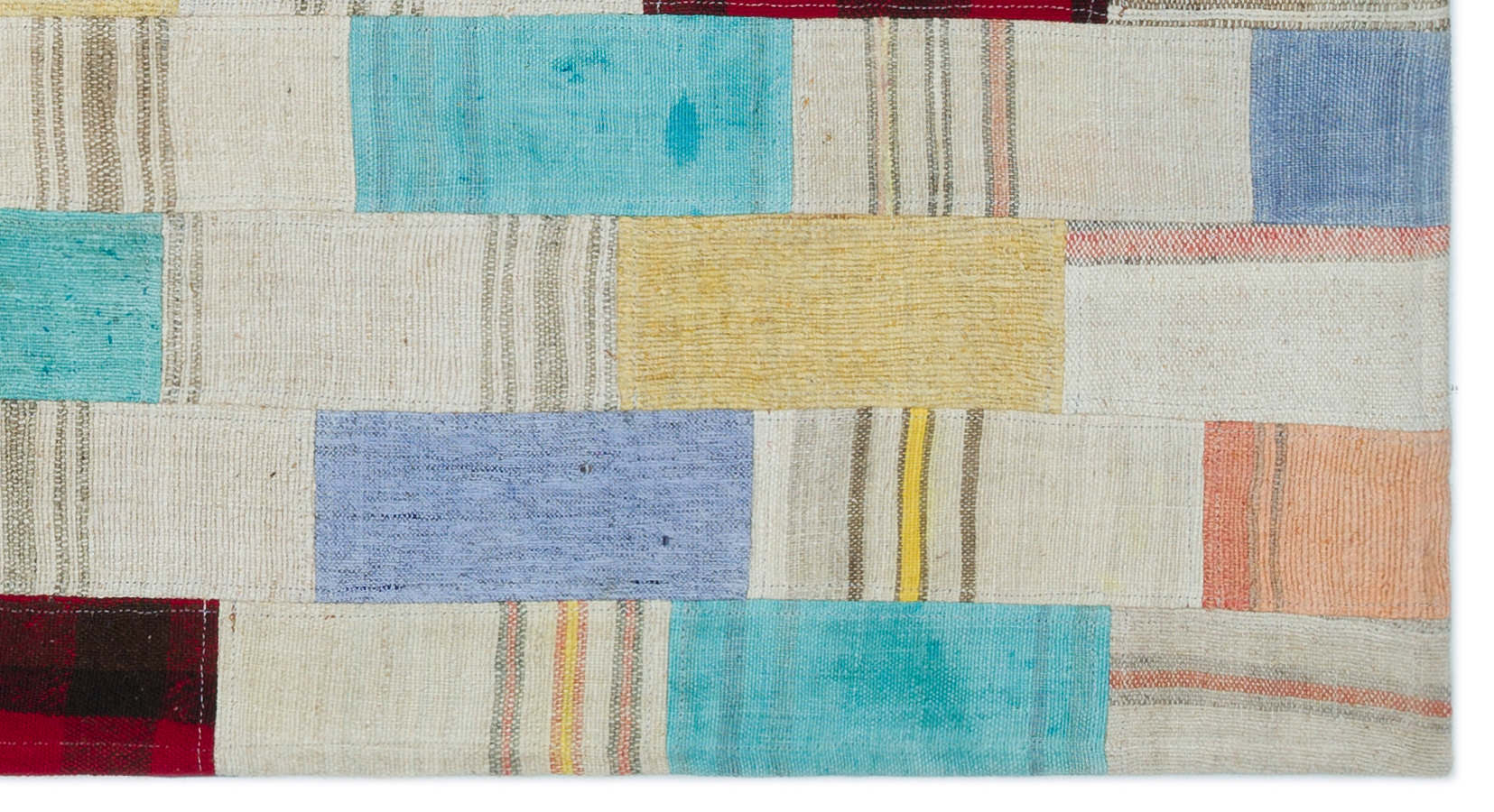 Teselya Bej Patchwork Yün El Dokuma Halısı 084 x 155 Apex Unique