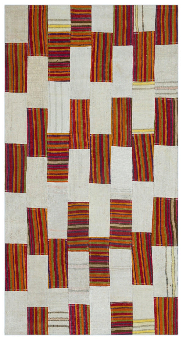 Krem Anadolu Bohem Geometrik Yün Halı 80x153 - Özel Seri