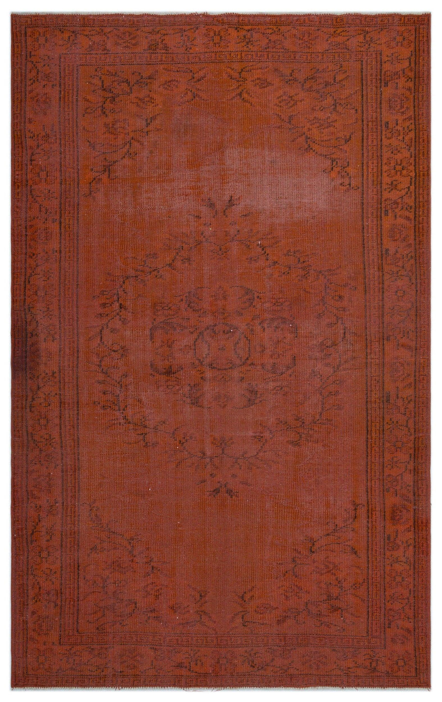 Red and Brown Medallion Hand-Knotted Wool Rug 163x265 cm (5'4" x 8'8") – in the hallway