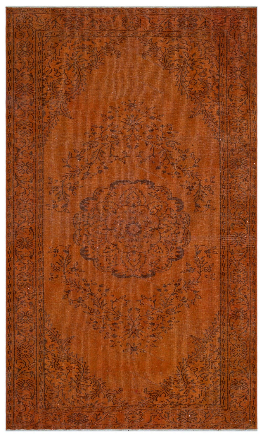 Orange Medallion Turkish Rug, Hand-Knotted Wool 177x290 cm (5'10" x 9'6") – in the hallway